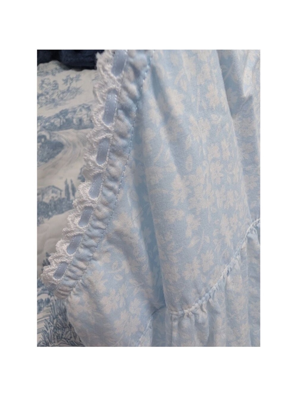 Eileen West Light Blue Floral Lace-Trim Nightgown - Picture 8 of 9
